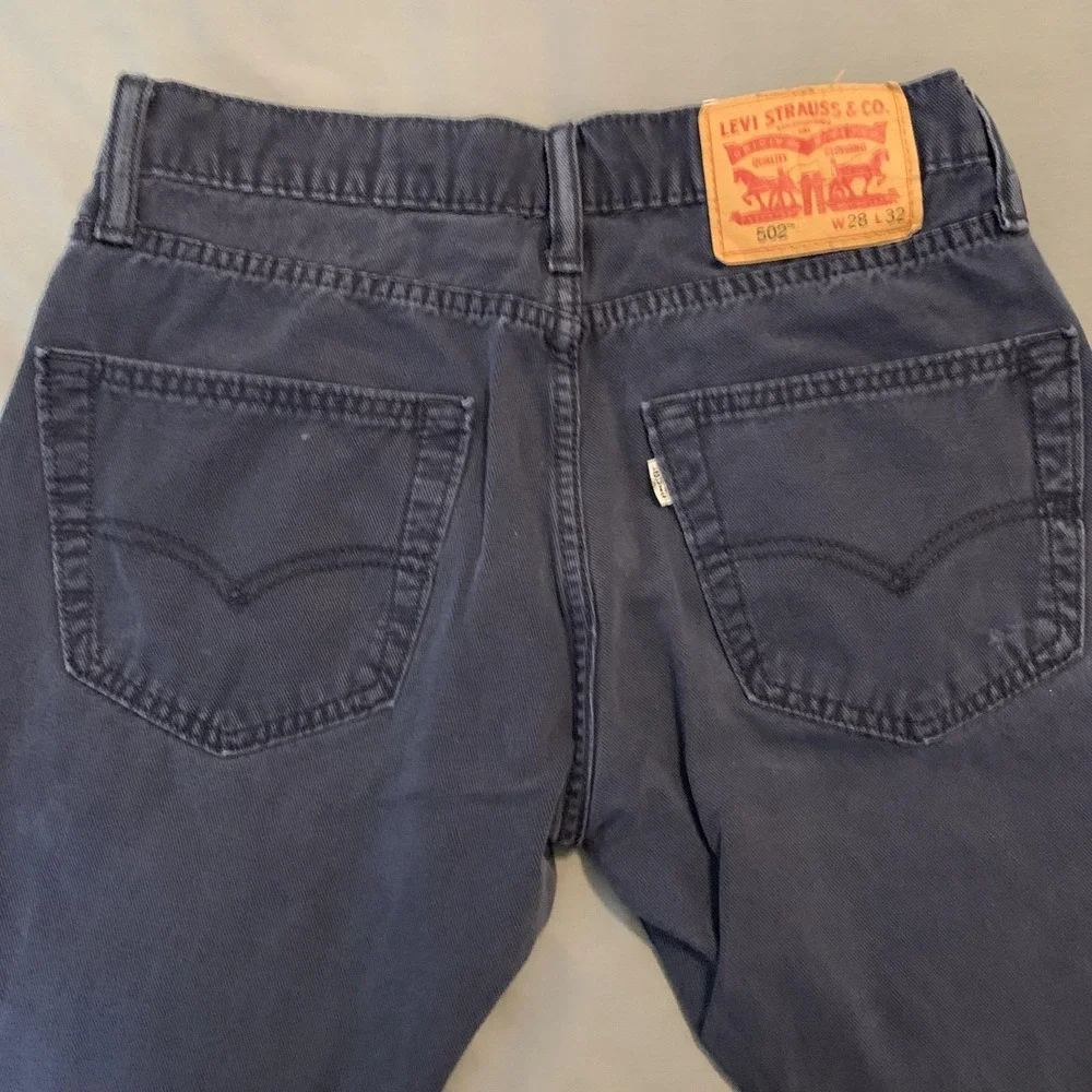 Levis‎ 502 Jeans Mens 28x32 Navy Blue Stretch Tapered Leg Denim Pants Casual